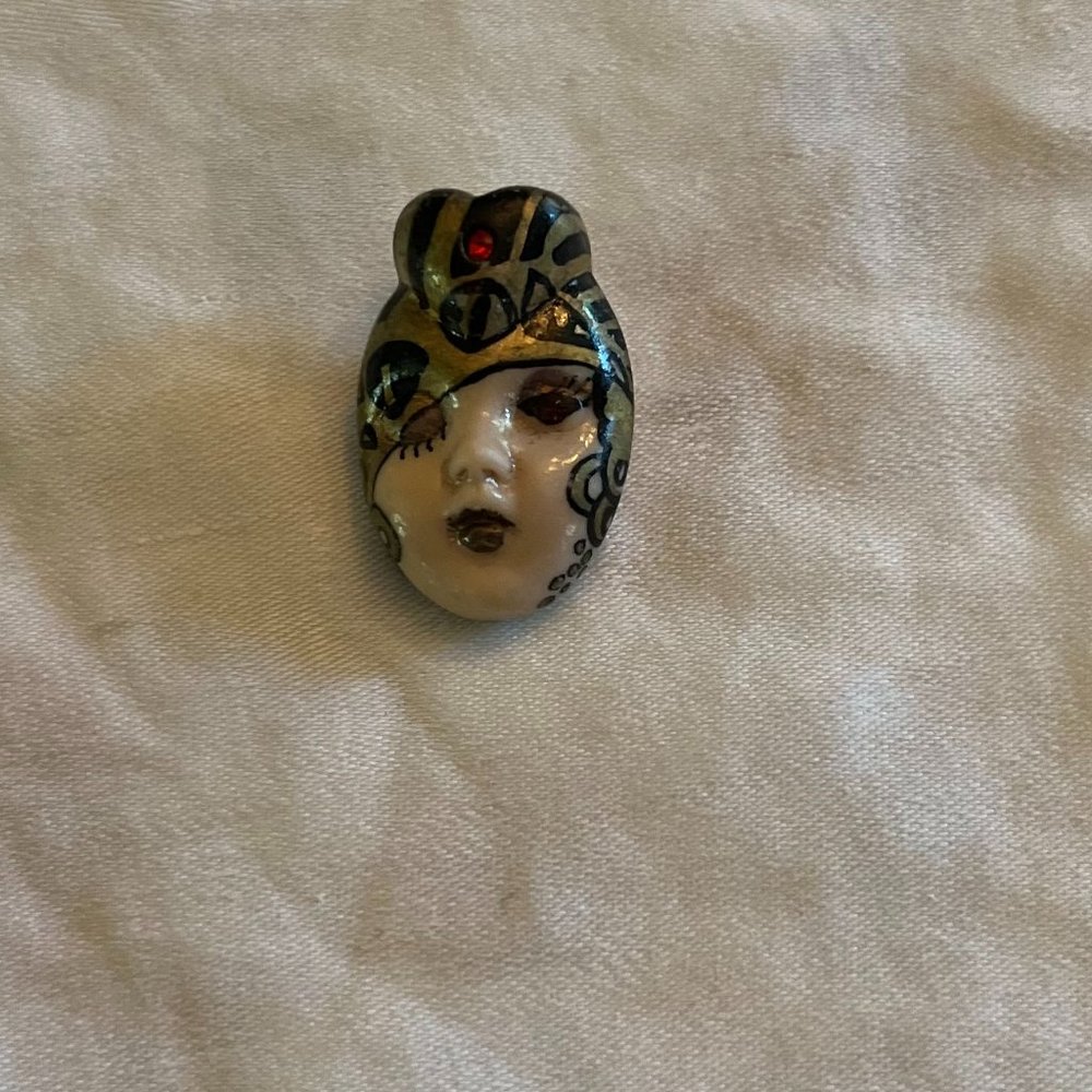 Pin--Mardi Gras Like Painted Face Handmade & Signed by Artist